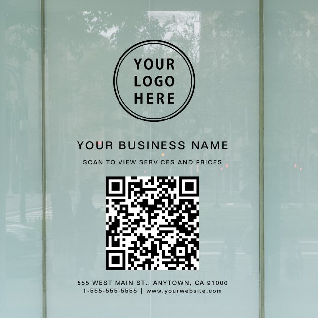 Business QR Code and Logo (Elevate your business with a custom Logo and QR code window cling sign)