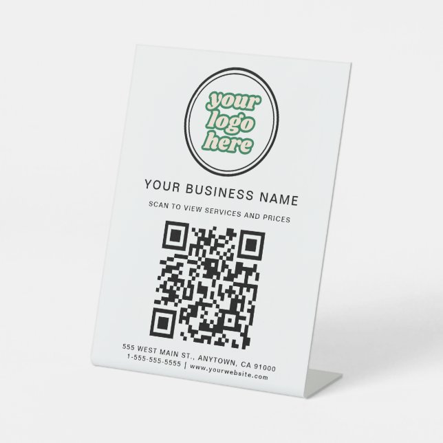 Business QR Code and Logo Pedestal Sign (Front)