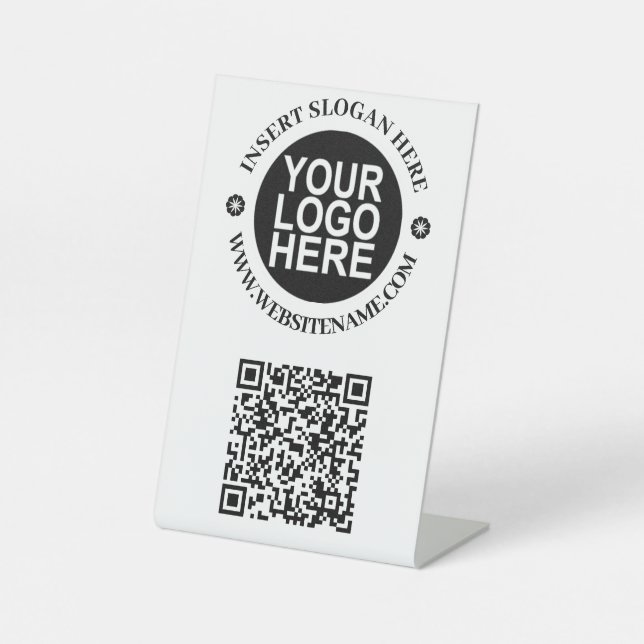 Business QR Code and Logo Pedestal Sign (Front)