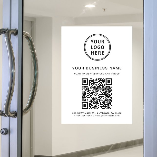Business QR Code and Logo White (Business QR Code and Logo White Window Cling)