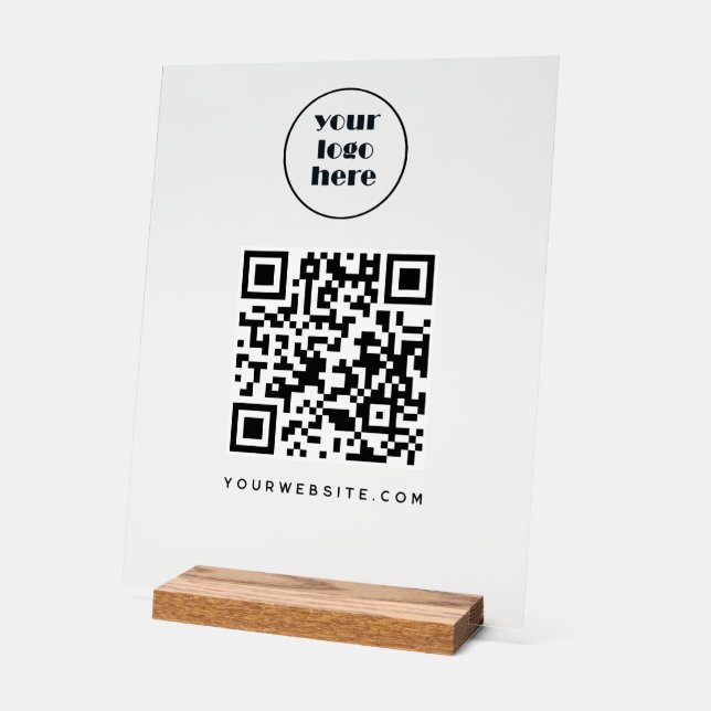 Business QR code and website  | logo Acrylic Sign (Angle)