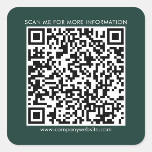 Business QR Code and Website Modern Custom Square Sticker
