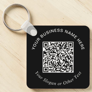 Business QR Code Black Promotional Key Ring