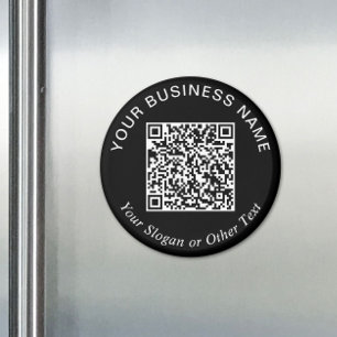 Business QR Code Black Promotional Magnet