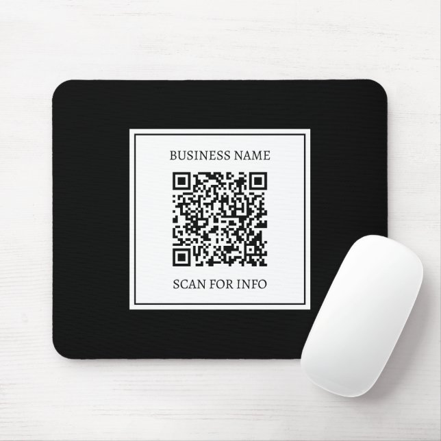 Business QR code | Black & White Mouse Pad (With Mouse)