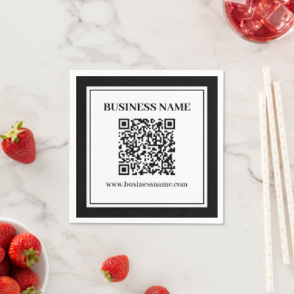 Business QR code | Black & White Napkin
