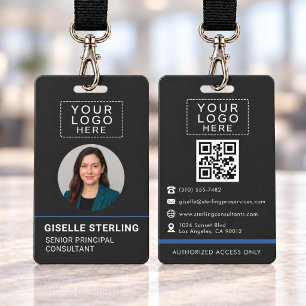 Business QR Code Company Name Tag ID Badge