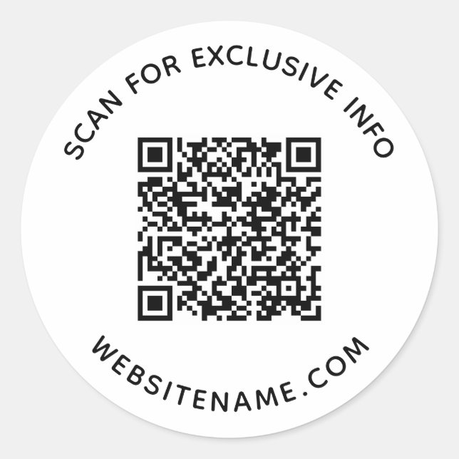 Business QR Code Custom Text Classic Round Sticker (Front)