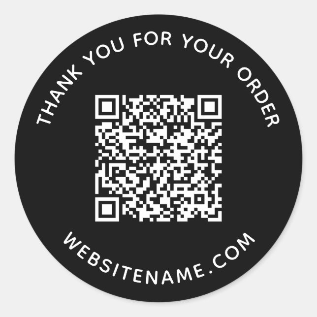Business QR Code Customer Thank You Black Classic Round Sticker (Front)