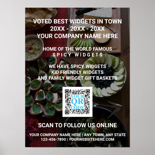 Business QR Code Dark Photo Cool Trade Show Promo Poster (Front)