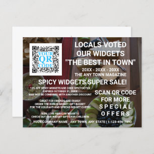 Business QR Code Dark Photo Custom Advertising Postcard