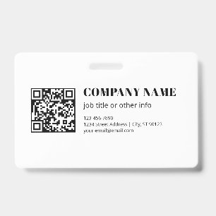 Business QR code & Editable Retro-Modern Text ID Badge