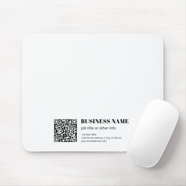 Business QR code & Editable Retro-Modern Text Mouse Pad (With Mouse)