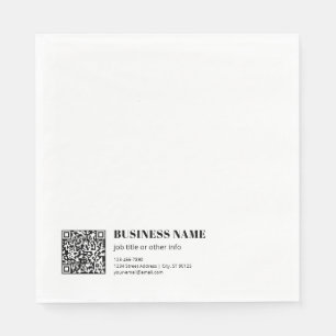 Business QR code & Editable Retro-Modern Text Napkin