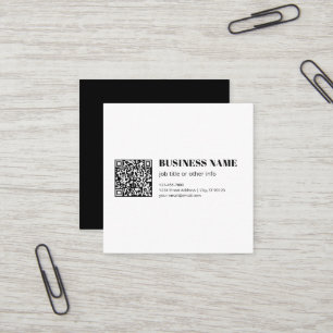 Business QR code & Editable Retro-Modern Text Square Business Card