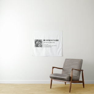 Business QR code & Editable Retro-Modern Text Tapestry