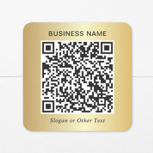 Business QR Code Gold Square Sticker