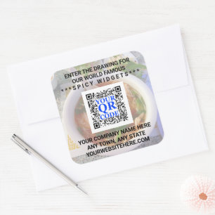 Business QR Code Light Photo Cool Simple Promo Square Sticker