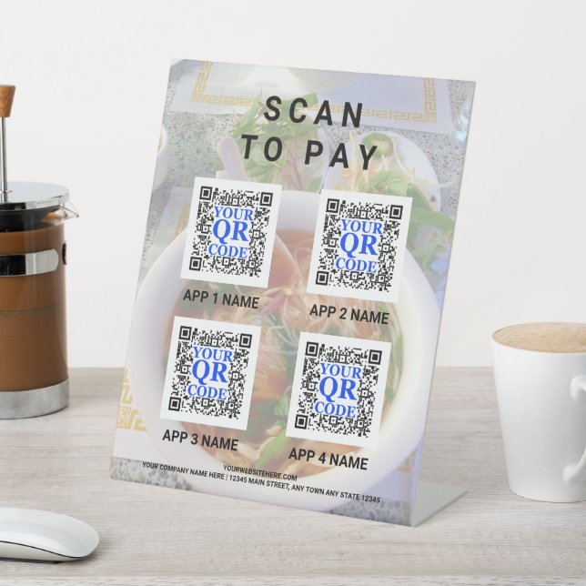 Business QR Code Light Photo Custom Scan To Pay Pedestal Sign (In SItu)