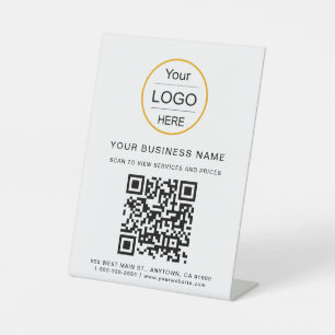 Business QR Code / Logo Base/Menu Logo Pedestal Sign