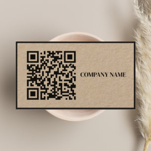 Business QR Code & Logo l Modern Rustic Black Business Card