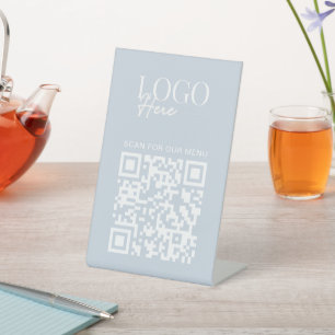 Business QR Code Logo Modern Minimal Simple Menu Pedestal Sign