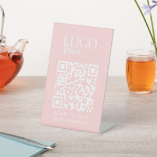 Business QR Code Logo Modern Simple Salon Spa Pedestal Sign