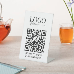 Business QR Code Logo Modern Simple Salon Spa Pedestal Sign