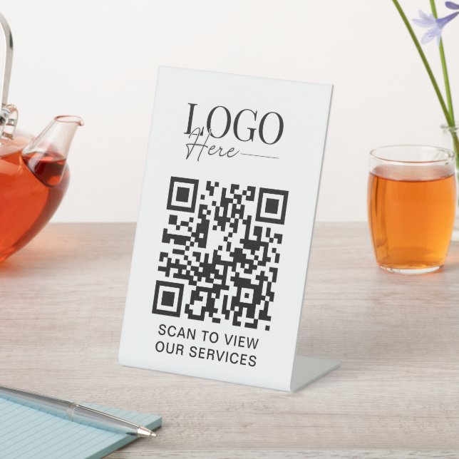 Business QR Code Logo Modern Simple Salon Spa Pedestal Sign (In SItu)
