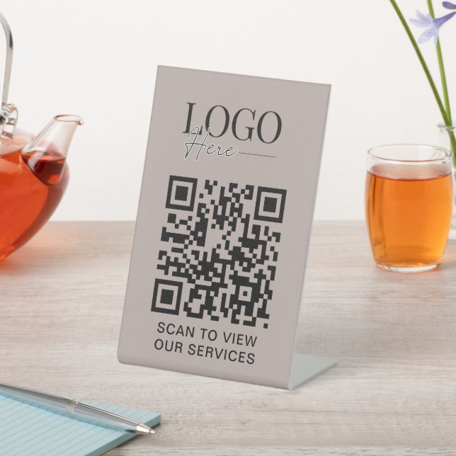 Business QR Code Logo Modern Simple Salon Spa Pedestal Sign (In SItu)