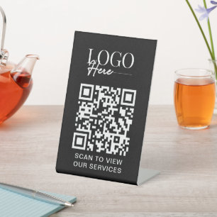 Business QR Code Logo Modern Simple Salon Spa Pedestal Sign