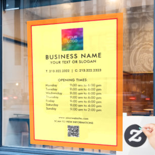 Business QR Code Logo Opening Hours Simple