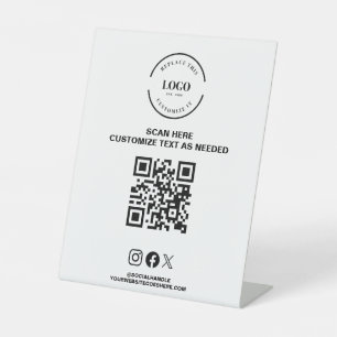 Business QR code Logo Social Handle website Store  Pedestal Sign