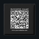 Business QR Code Logo Text Black Template Square Magnet<br><div class="desc">Custom Upload Your Business Company Logo QR Code Here Add Text Elegant Modern Template Square Black Circle Magnet.</div>