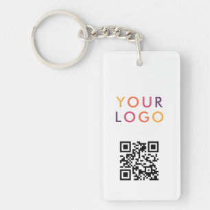 Business QR Code Logo White Key Ring