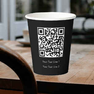 Business QR Code Modern Professional Simple Black Paper Cups