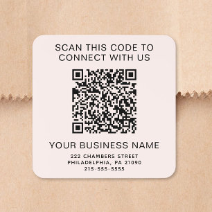 Business QR Code Pink Square Sticker