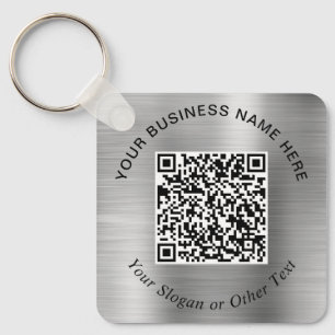 Business QR Code Promo Silver Key Ring