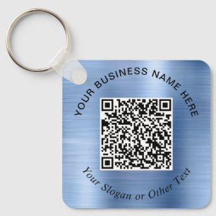 Business QR Code Promotional Blue Key Ring