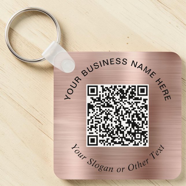 Business QR Code Promotional Rose Gold Key Ring (Business QR Code Promotional Rose Gold Keychain)
