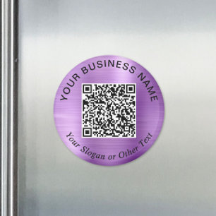 Business QR Code Purple Promotional Magnet