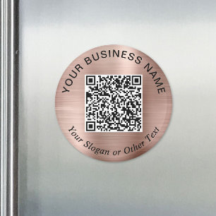 Business QR Code Rose Gold Promotional Magnet
