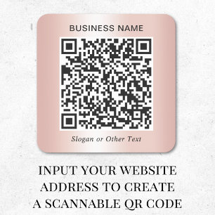 Business QR Code Rose Gold Square Sticker
