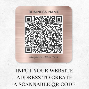 Business QR Code Rose Gold Square Sticker