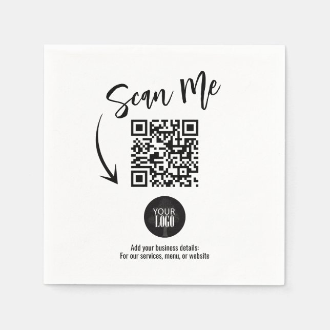 Business QR Code Scan Me Custom Napkin (Front)
