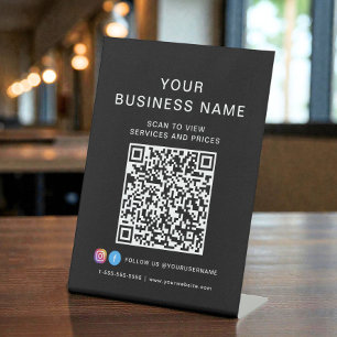 Business QR Code Scan To Connect Black Pedestal Sign