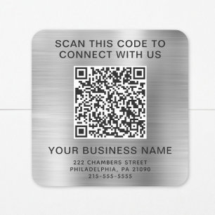 Business QR Code Silver Stickers Roll
