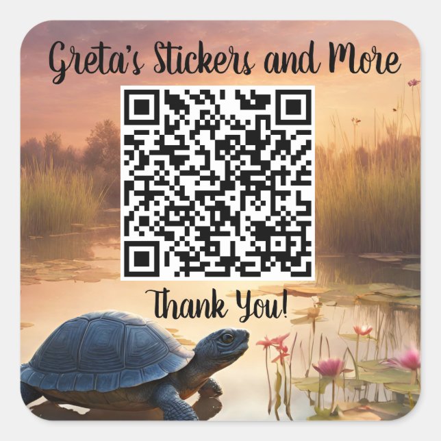 Business QR Code  Square Sticker (Front)