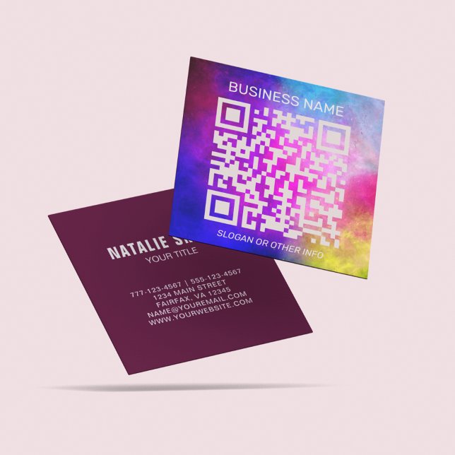 Business QR CODE Stylish Colourful Digital Contact Square Business Card (Creator Uploaded)