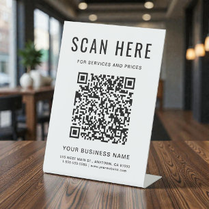 Business QR Code Tabletop Pedestal Sign